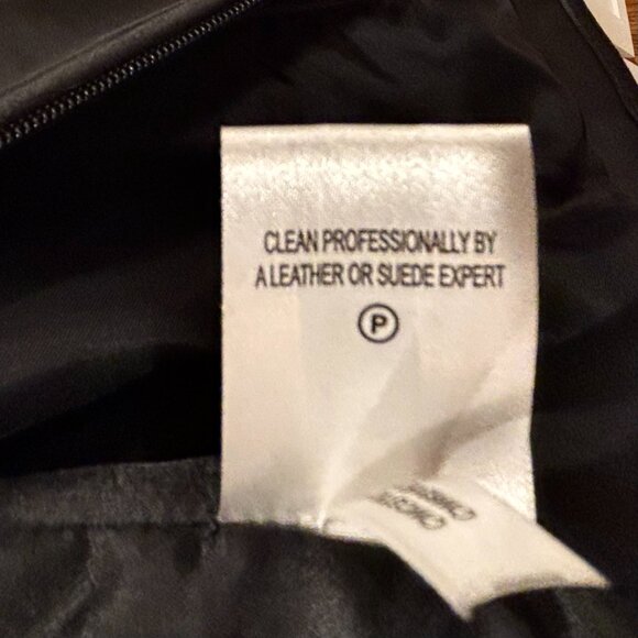 Calvin Klein Stylish Black Leather Jacket Short Coat Fur Collar Womens Small - Picture 14 of 14